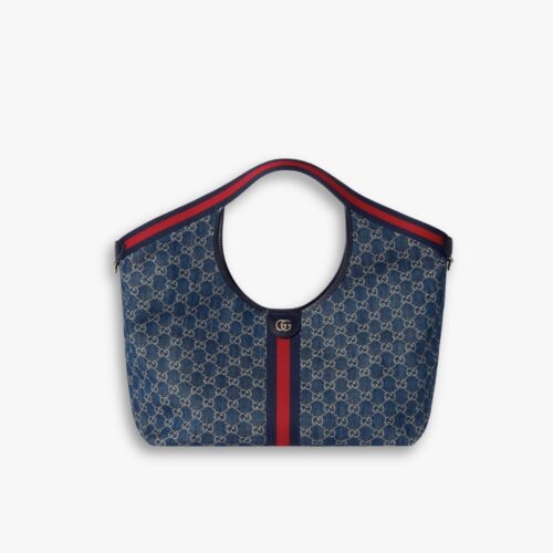 Gucci Giglio Large Tote Bag Blue And White GG Denim 60Cm 853971 FAFFQ 8864