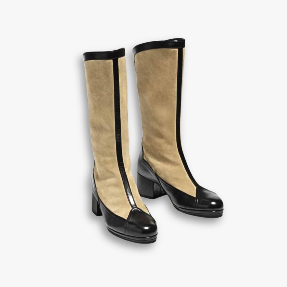 Chanel Métiers Dart High Boots Beige And Black G46591 B21103 U2030