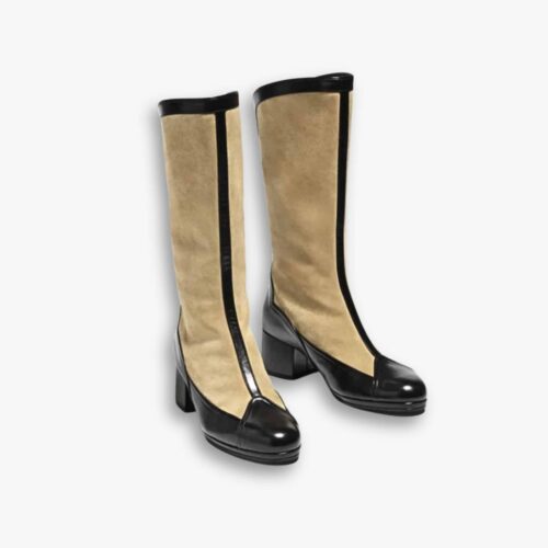 Chanel Métiers Dart High Boots Beige And Black G46591 B21103 U2030