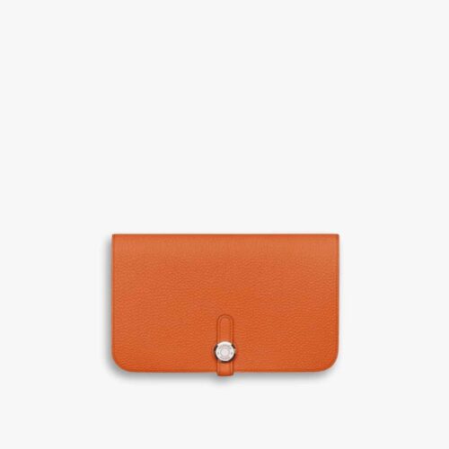 Hermes Dogon Duo Long Wallet Orange 20Cm