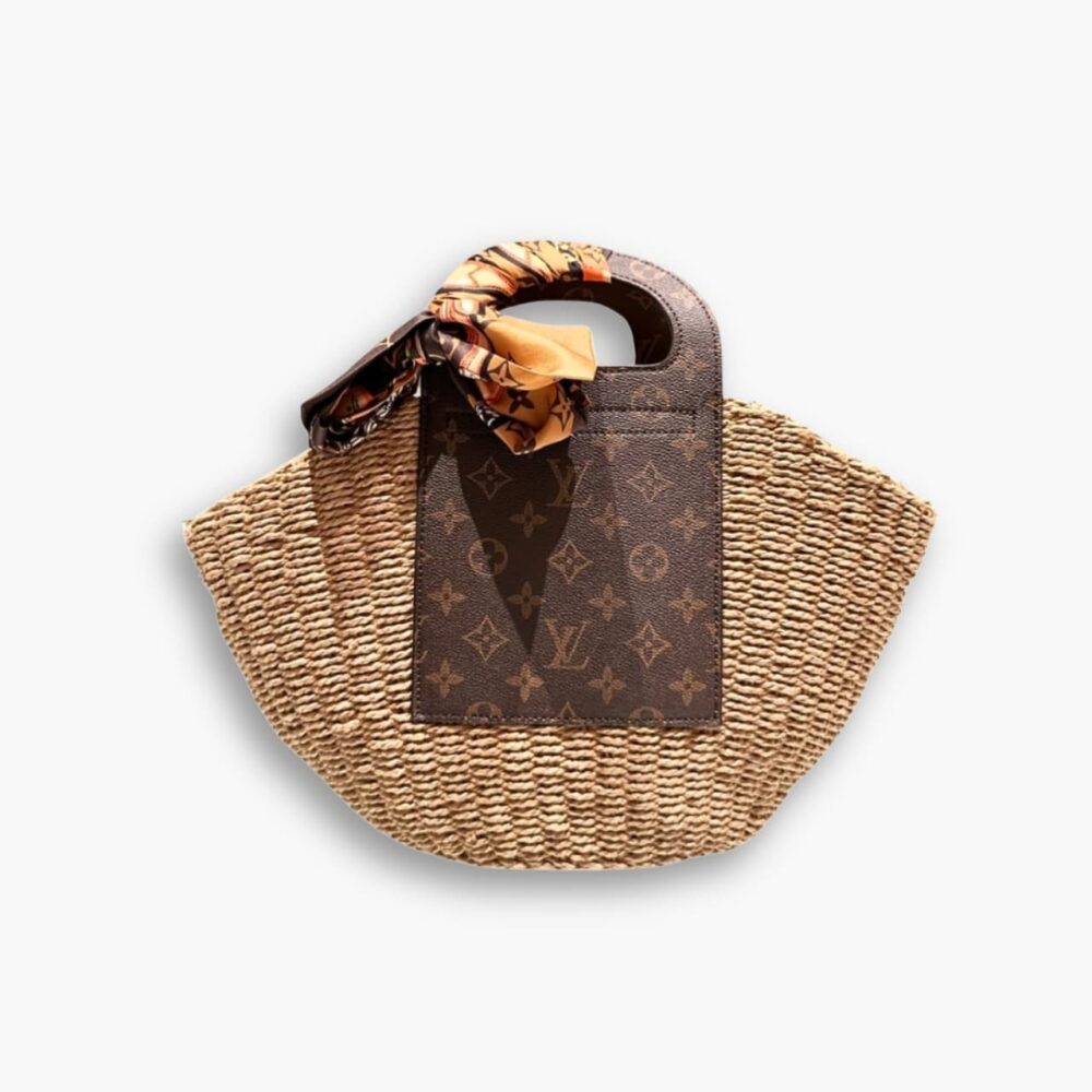 Louis Vuitton Raffia Monogram Crossbody Shoulder Bag Natural 23Cm