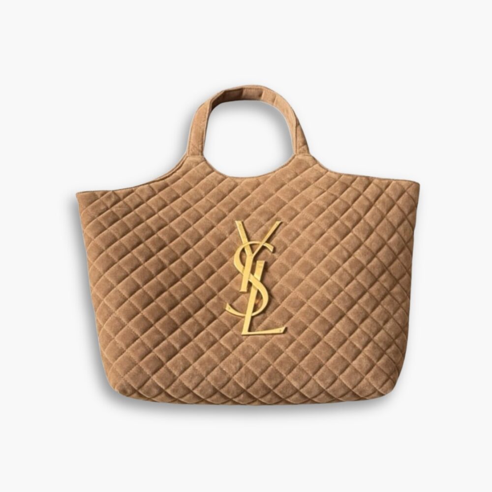 Saint Laurent Large Tote Bag In Suede Brown 36Cm