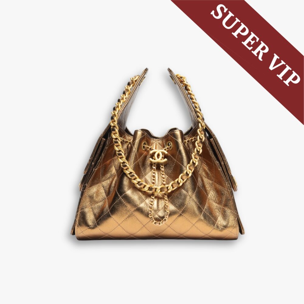 Super Vip 1:1 – Chanel 25 Small Handbag Metallic Grained And Gold-Tone Metal Dark Gold 30Cm AS5293 B21060 U2158