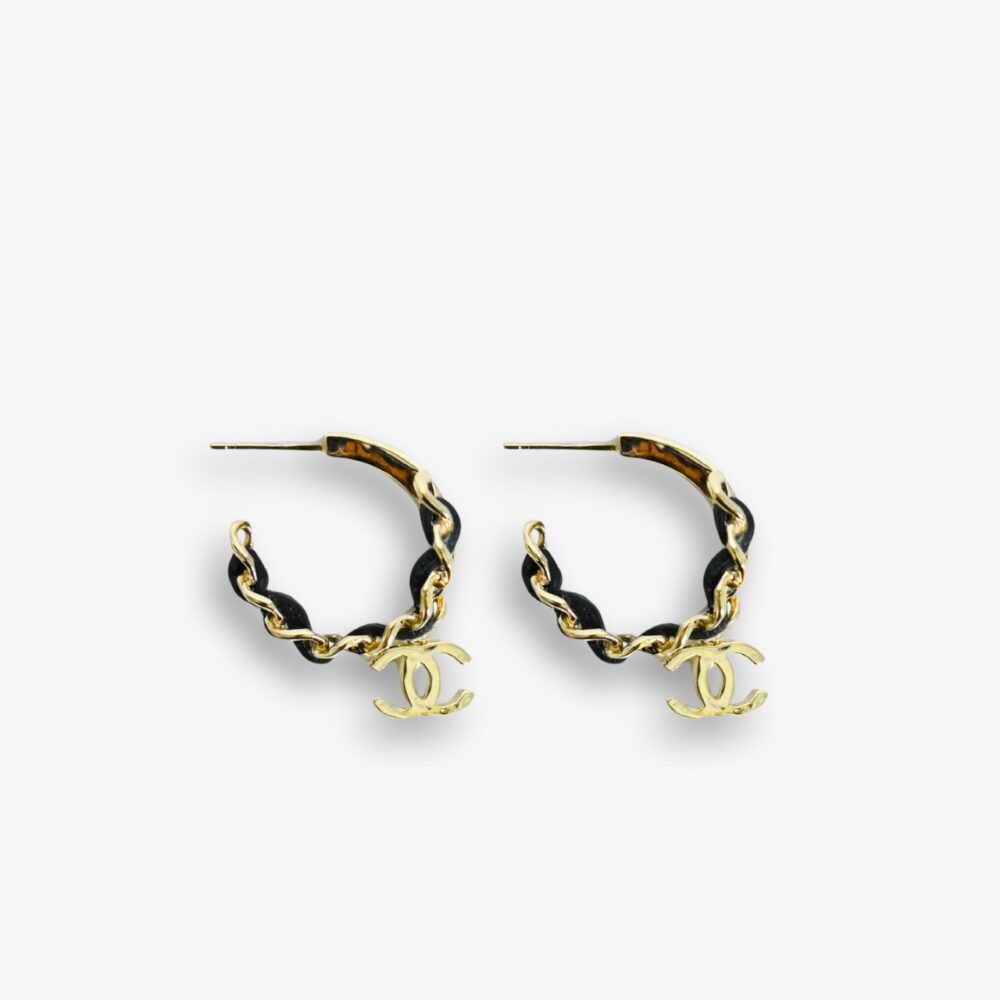 Chanel Chain CC Small Hoop Earrings Gold
