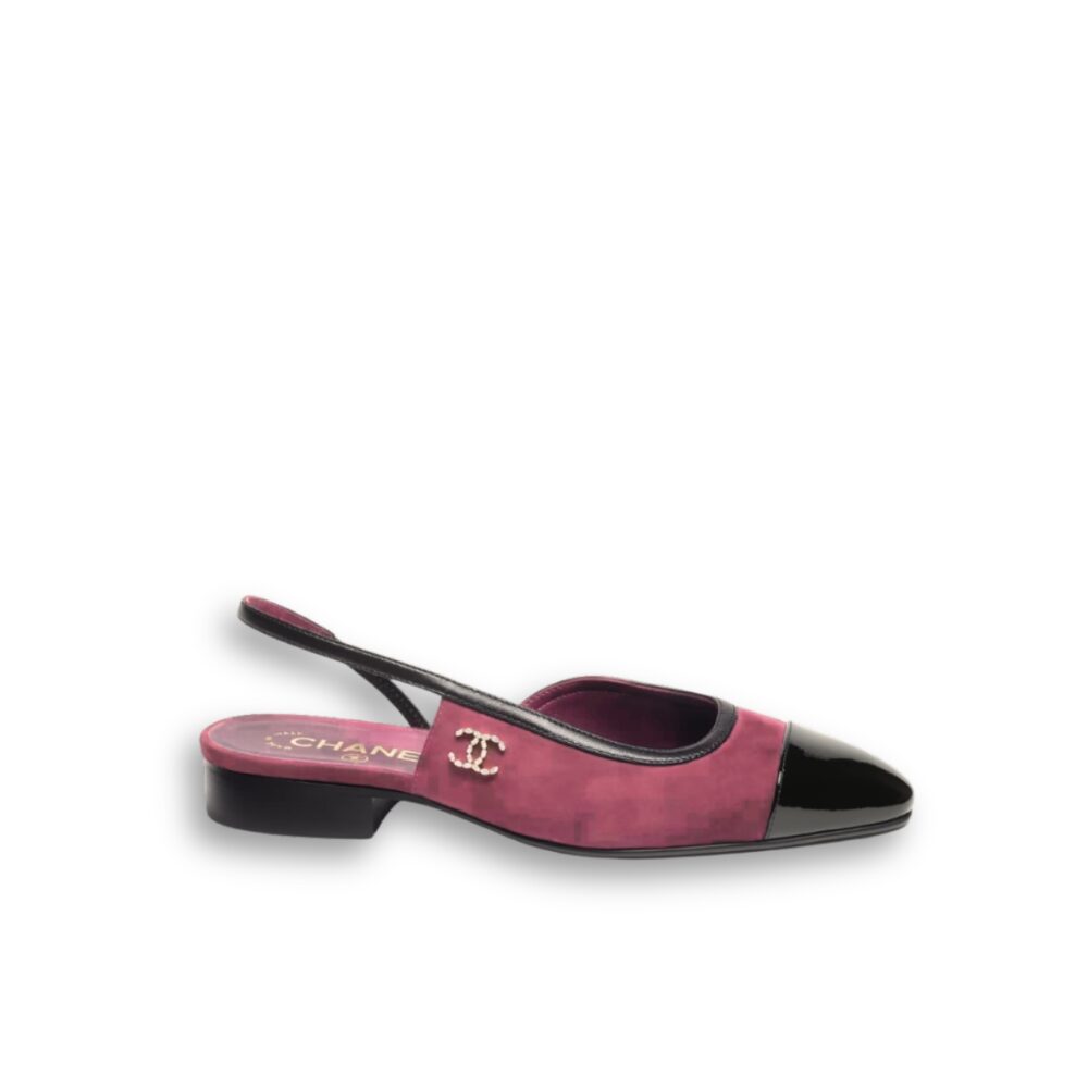 Chanel Logo Ballet Flats Burgundy