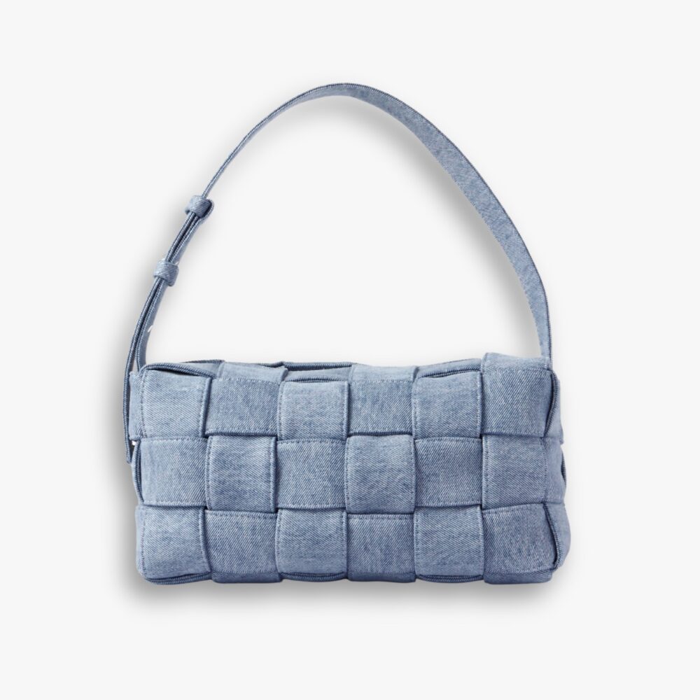 Bottega Veneta Brick Cassette Shoulder Bag Denim Blue 28Cm