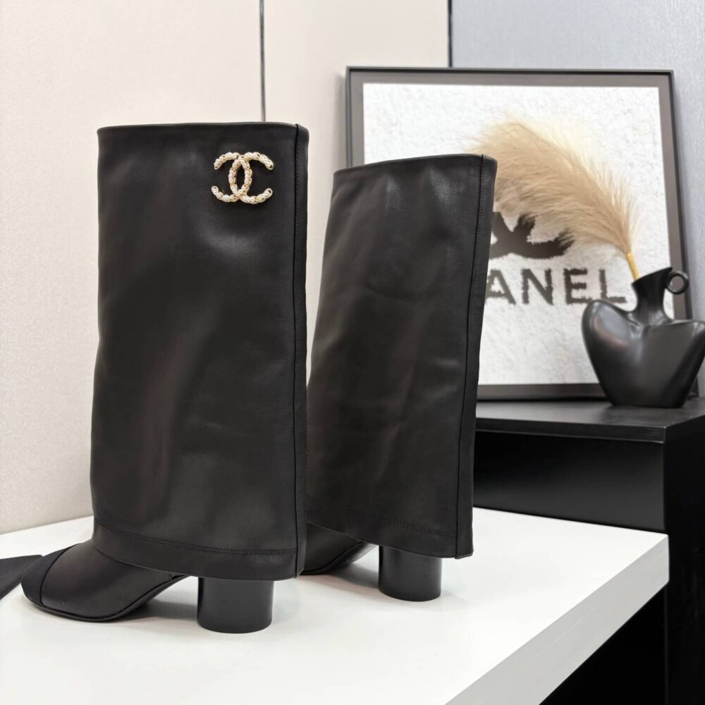Super Vip 1:1 – Chanel High Boots Grosgrain Black - Image 4