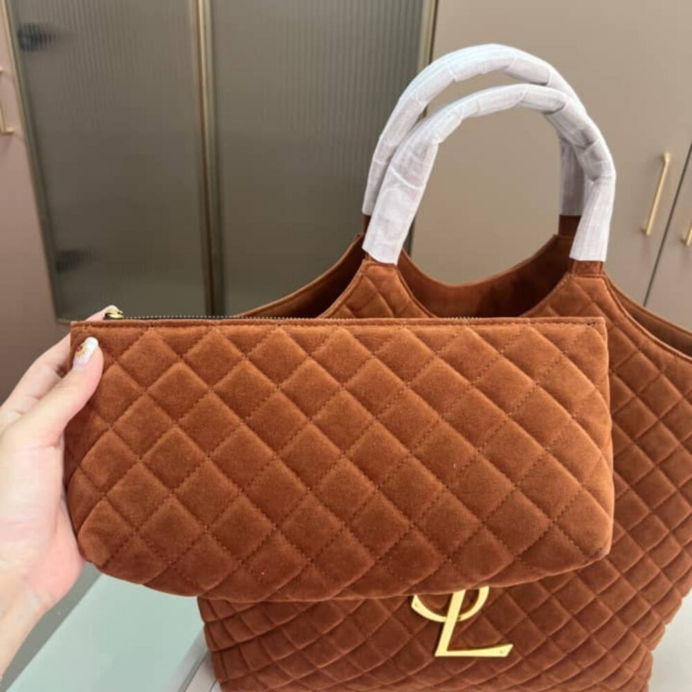 Saint Laurent Large Tote Bag In Suede Copper 36Cm - Image 7