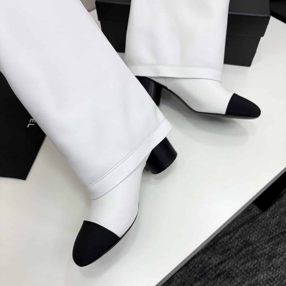 Super Vip 1:1 – Chanel High Boots Grosgrain White - Image 7