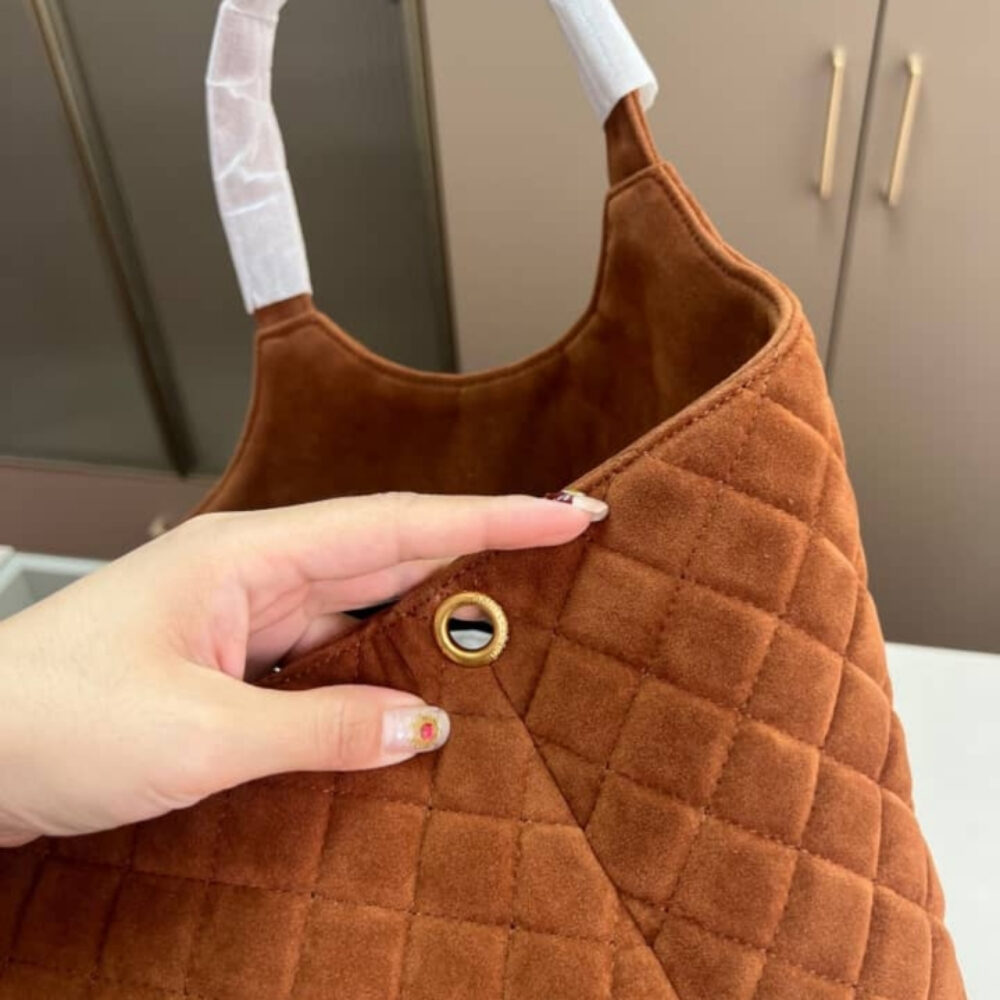 Saint Laurent Large Tote Bag In Suede Copper 36Cm - Image 8