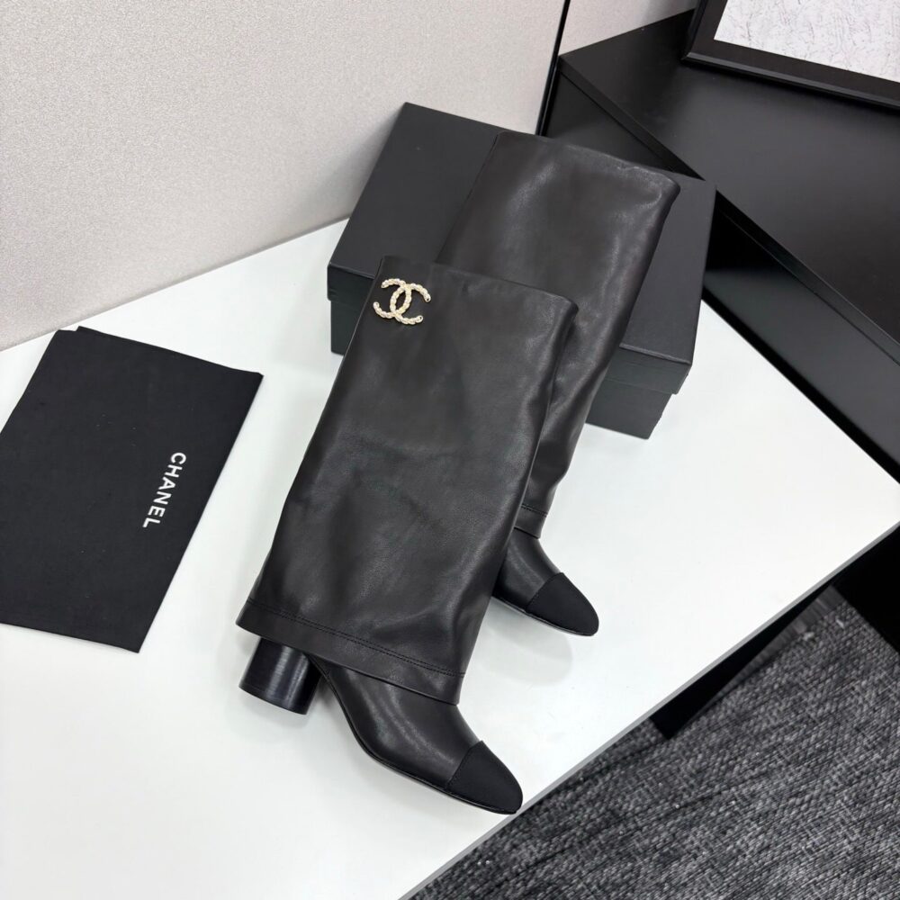 Super Vip 1:1 – Chanel High Boots Grosgrain Black - Image 5