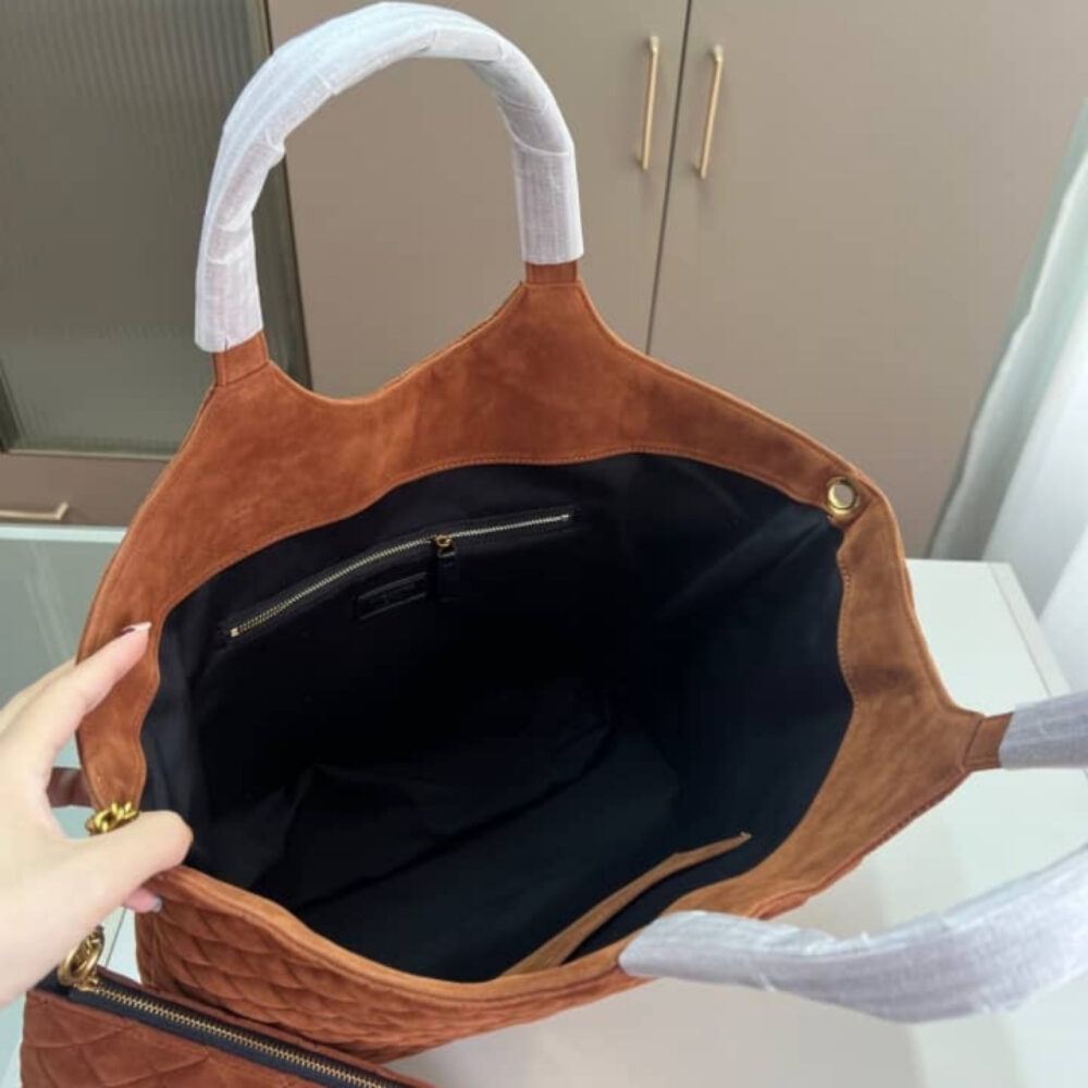 Saint Laurent Large Tote Bag In Suede Copper 36Cm - Image 9