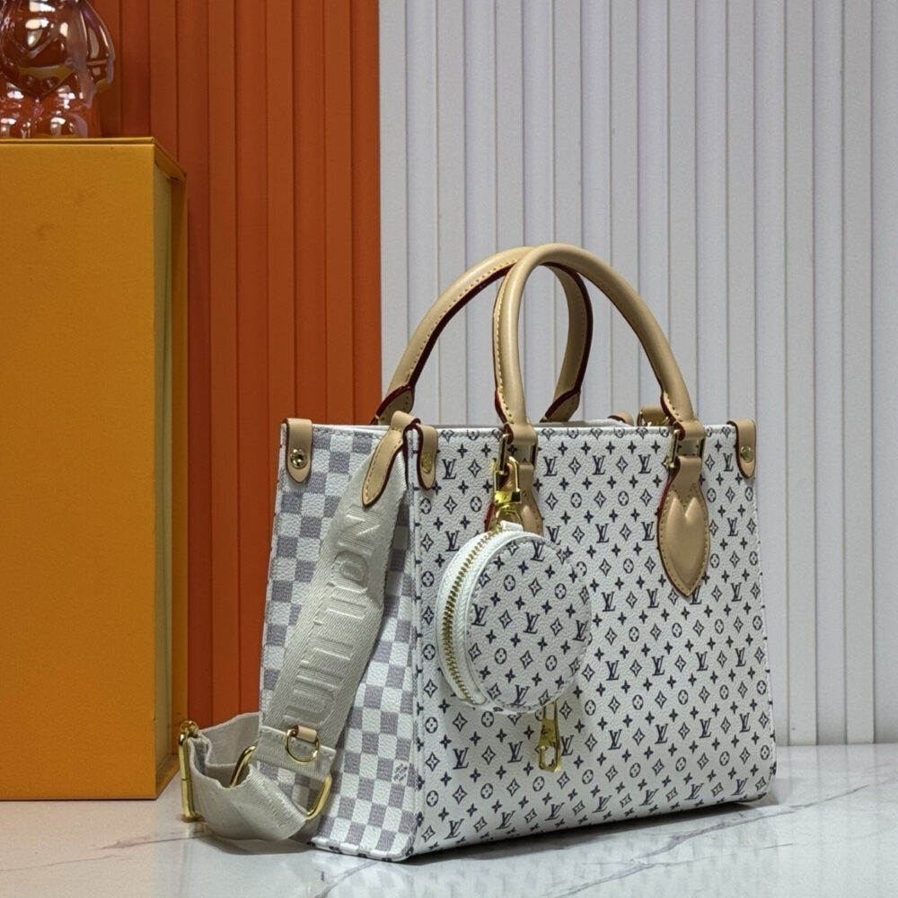 Louis Vuitton Onthego PM Bag Azure Blue And Sand 25Cm M15138 - Image 4