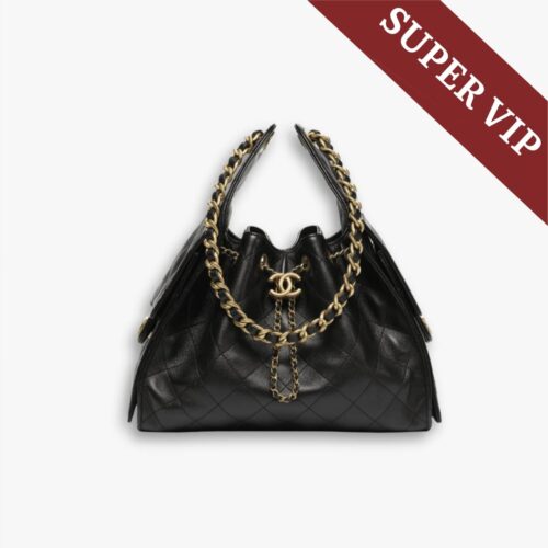 Super Vip 1:1 - Chanel 25 Small Handbag Grained And Gold-Tone Metal Black 26Cm AS5293 B20304 94305