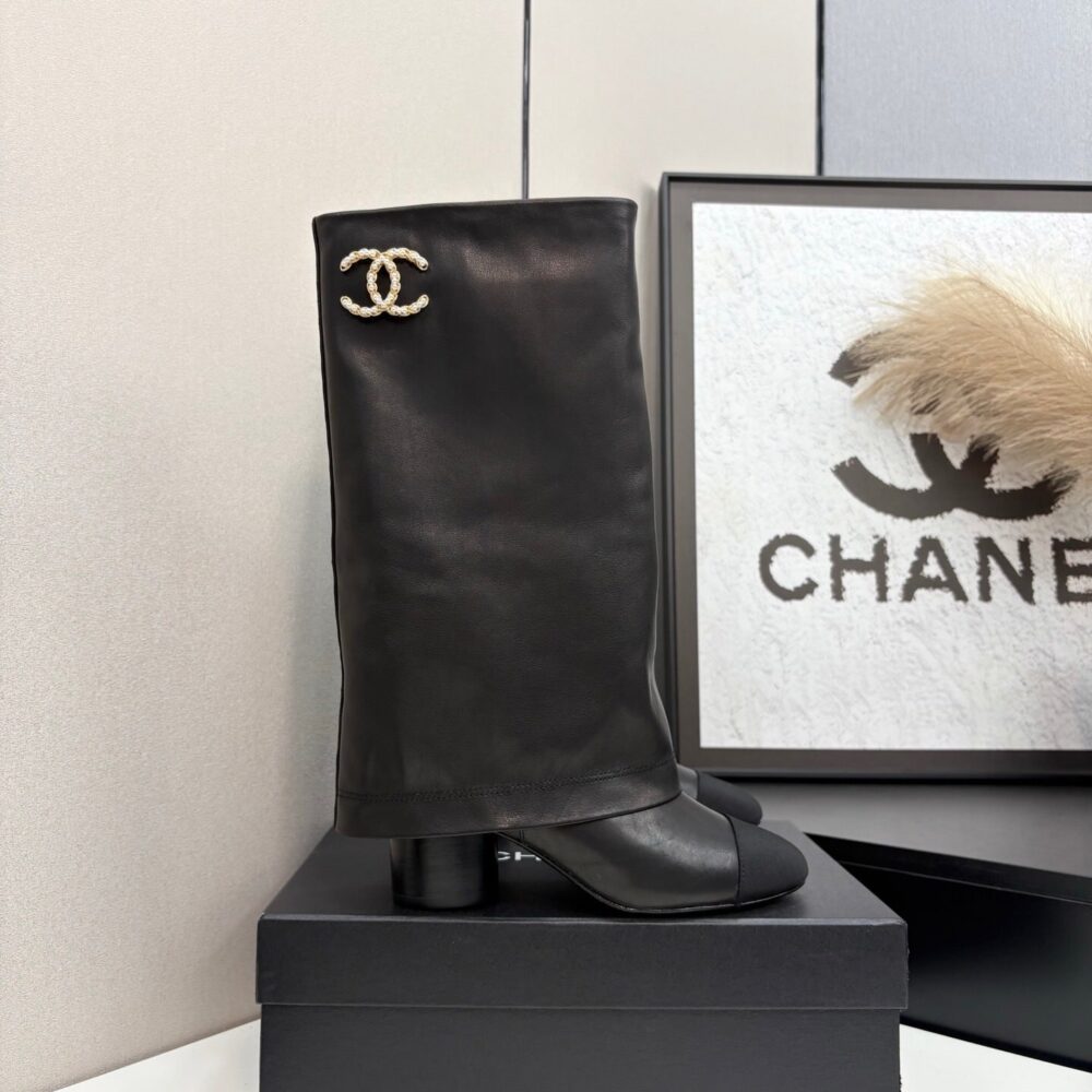 Super Vip 1:1 – Chanel High Boots Grosgrain Black - Image 2