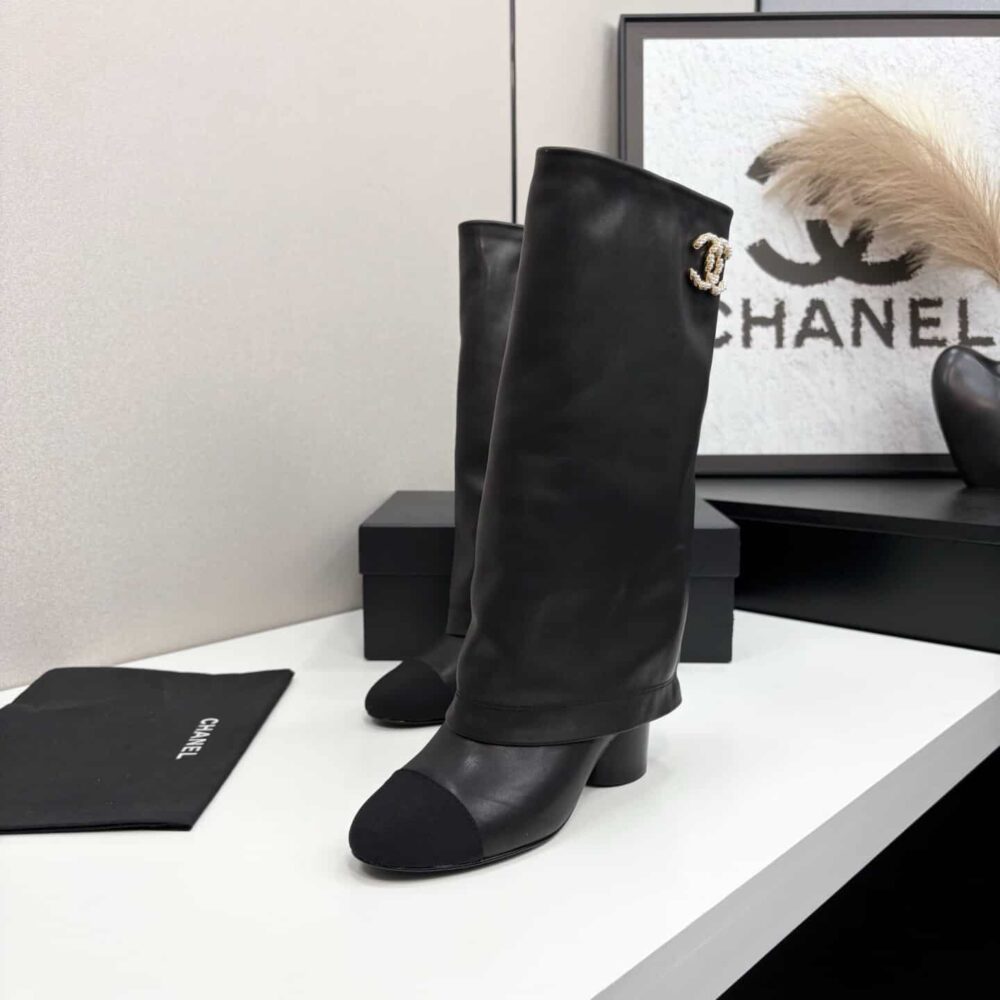 Super Vip 1:1 – Chanel High Boots Grosgrain Black - Image 3