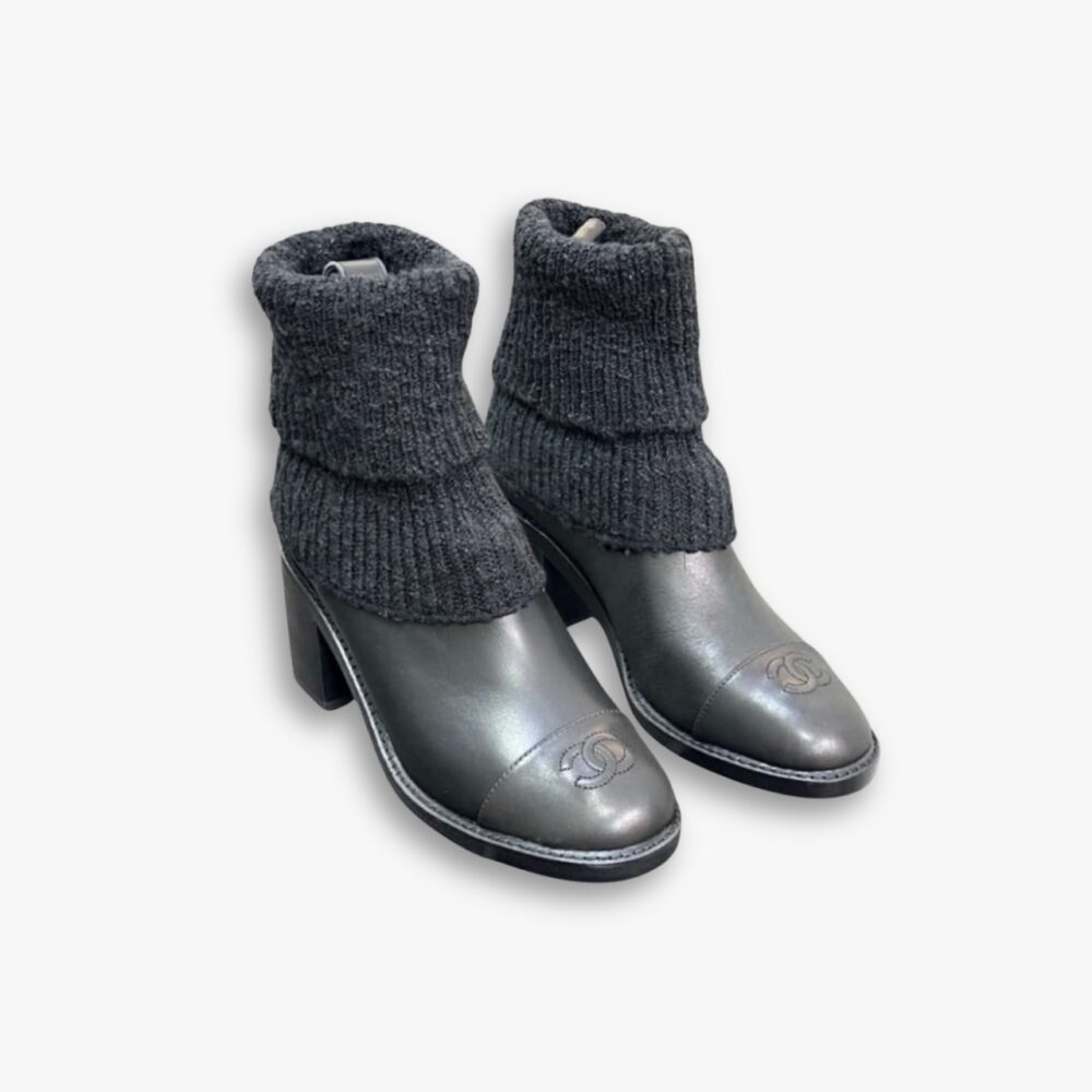 Chanel Knit Boots Black