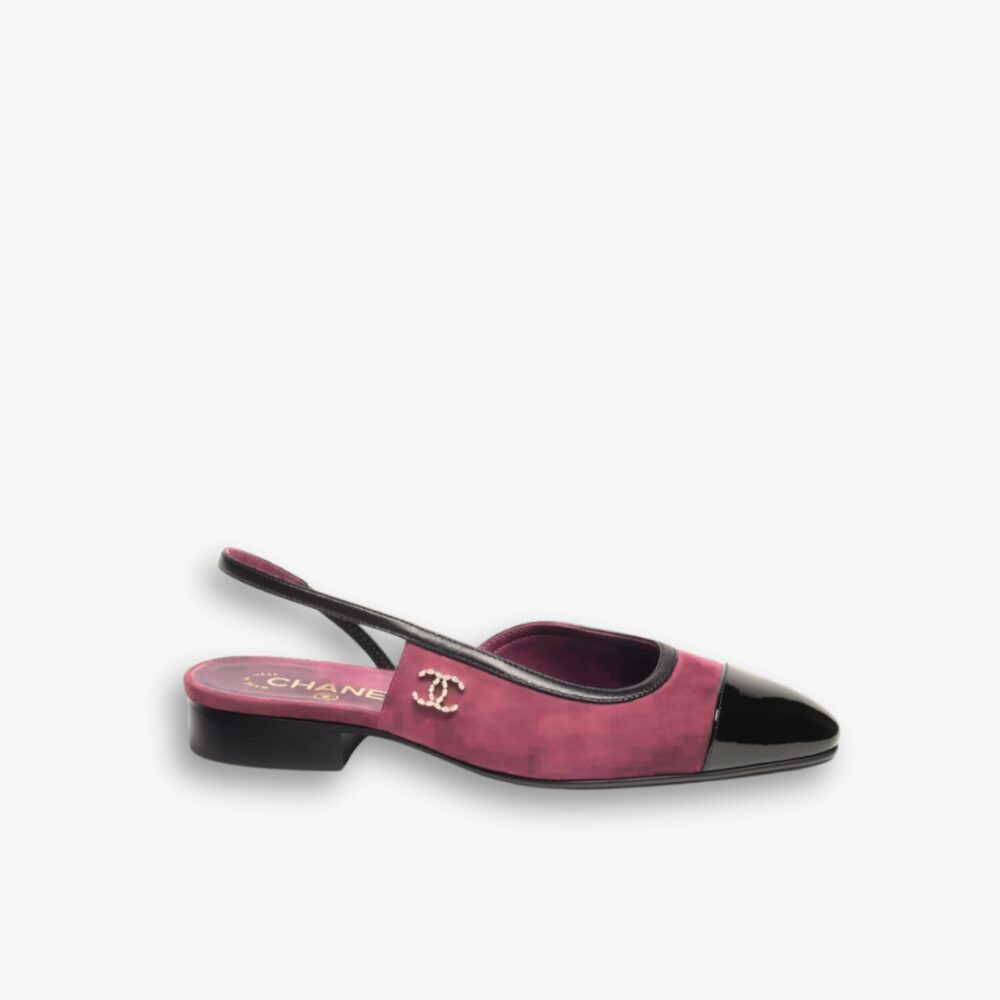 Chanel Logo Ballet Flats Burgundy