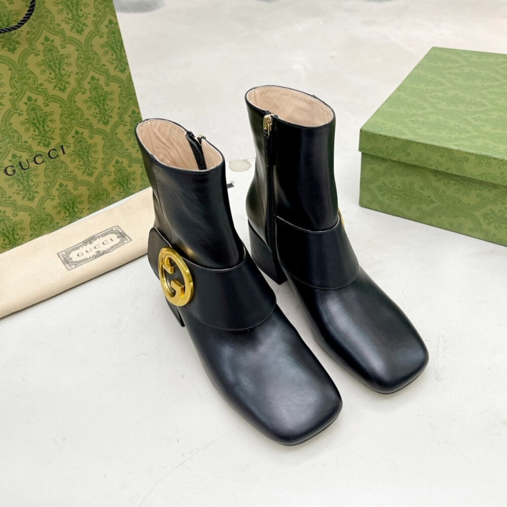 Gucci Blondie Women Ankle Boot Black 700016 C9D00 1000 - Image 4