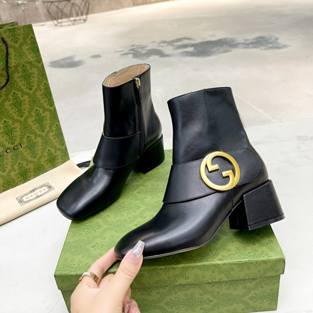 Gucci Blondie Women Ankle Boot Black 700016 C9D00 1000 - Image 5