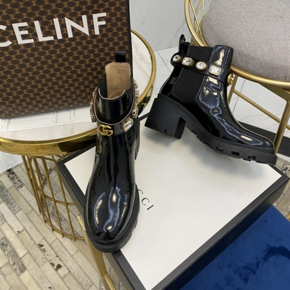 Gucci Women Ankle Boots With Strap Black 550036 DKS00 1000 - Image 2