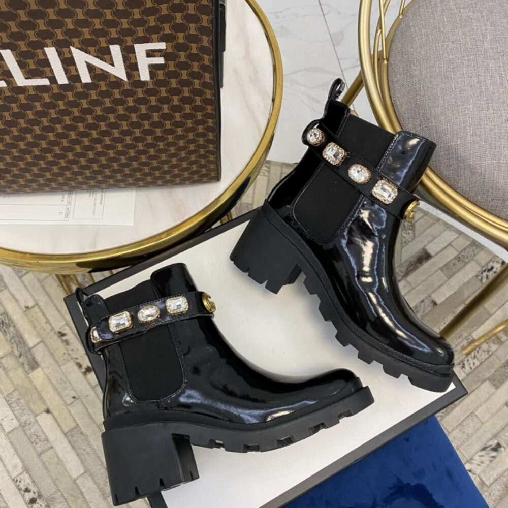 Gucci Women Ankle Boots With Strap Black 550036 DKS00 1000 - Image 3