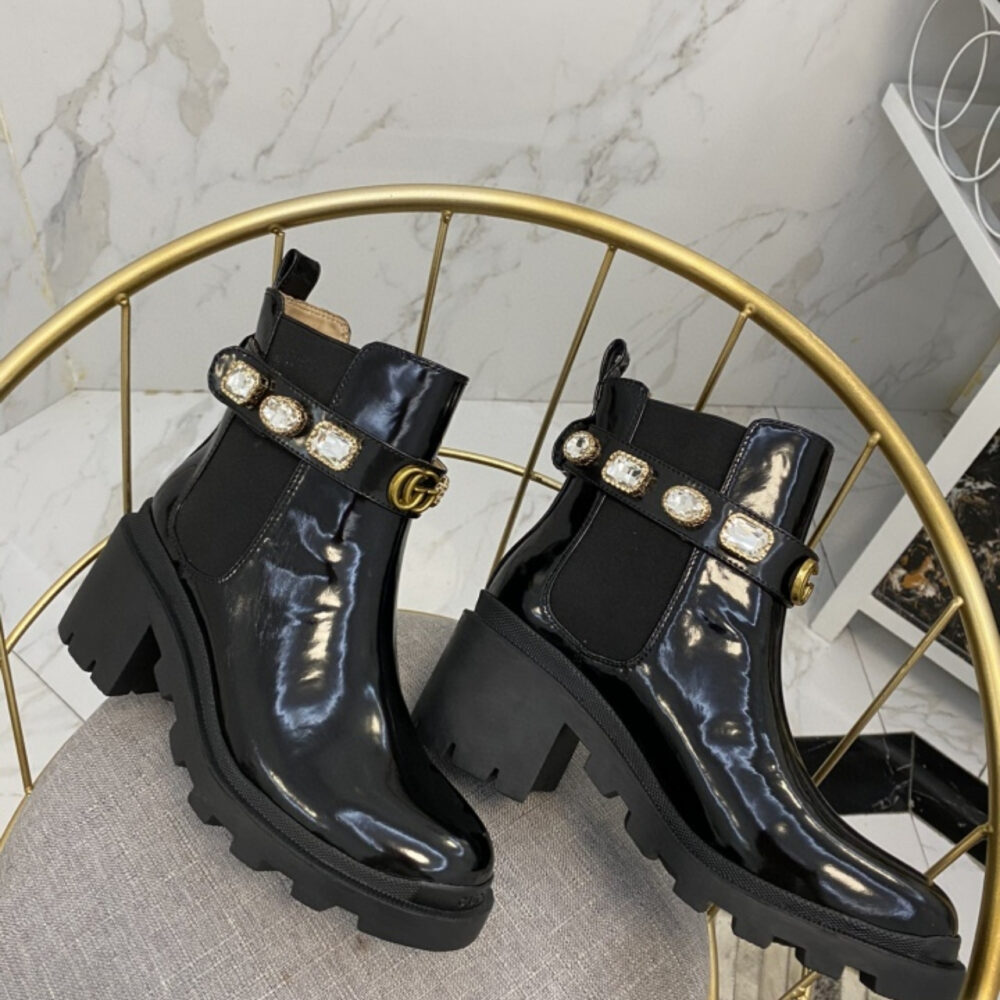 Gucci Women Ankle Boots With Strap Black 550036 DKS00 1000 - Image 5
