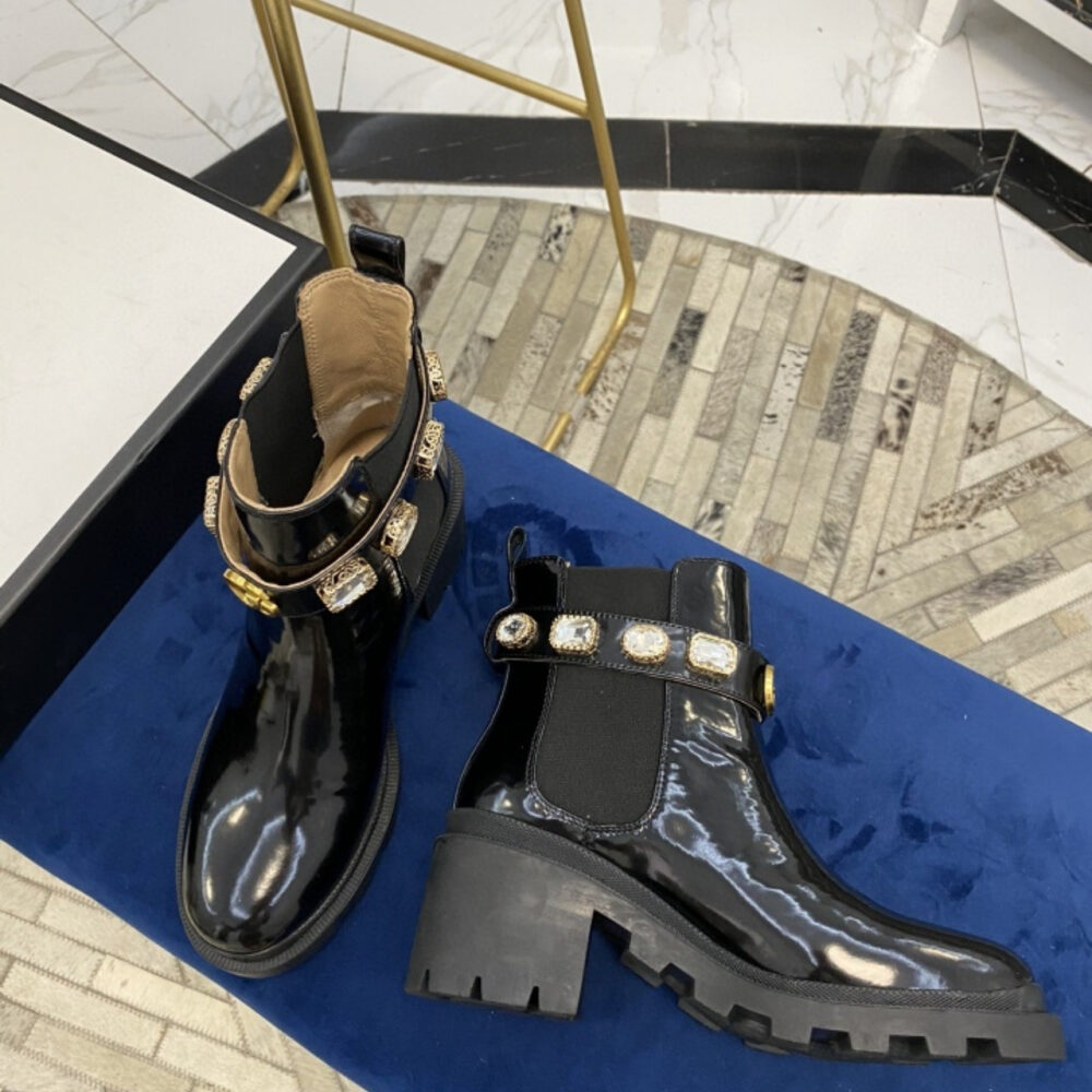 Gucci Women Ankle Boots With Strap Black 550036 DKS00 1000 - Image 6