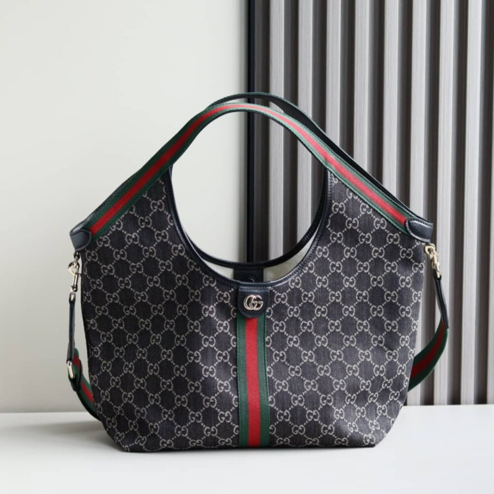 Super Vip 1:1 - Gucci Giglio Small Tote Bag GG Denim Black and White 25Cm 860845 FAFYU 1155 - Image 2