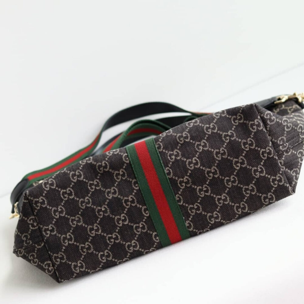 Super Vip 1:1 - Gucci Giglio Small Tote Bag GG Denim Black and White 25Cm 860845 FAFYU 1155 - Image 4