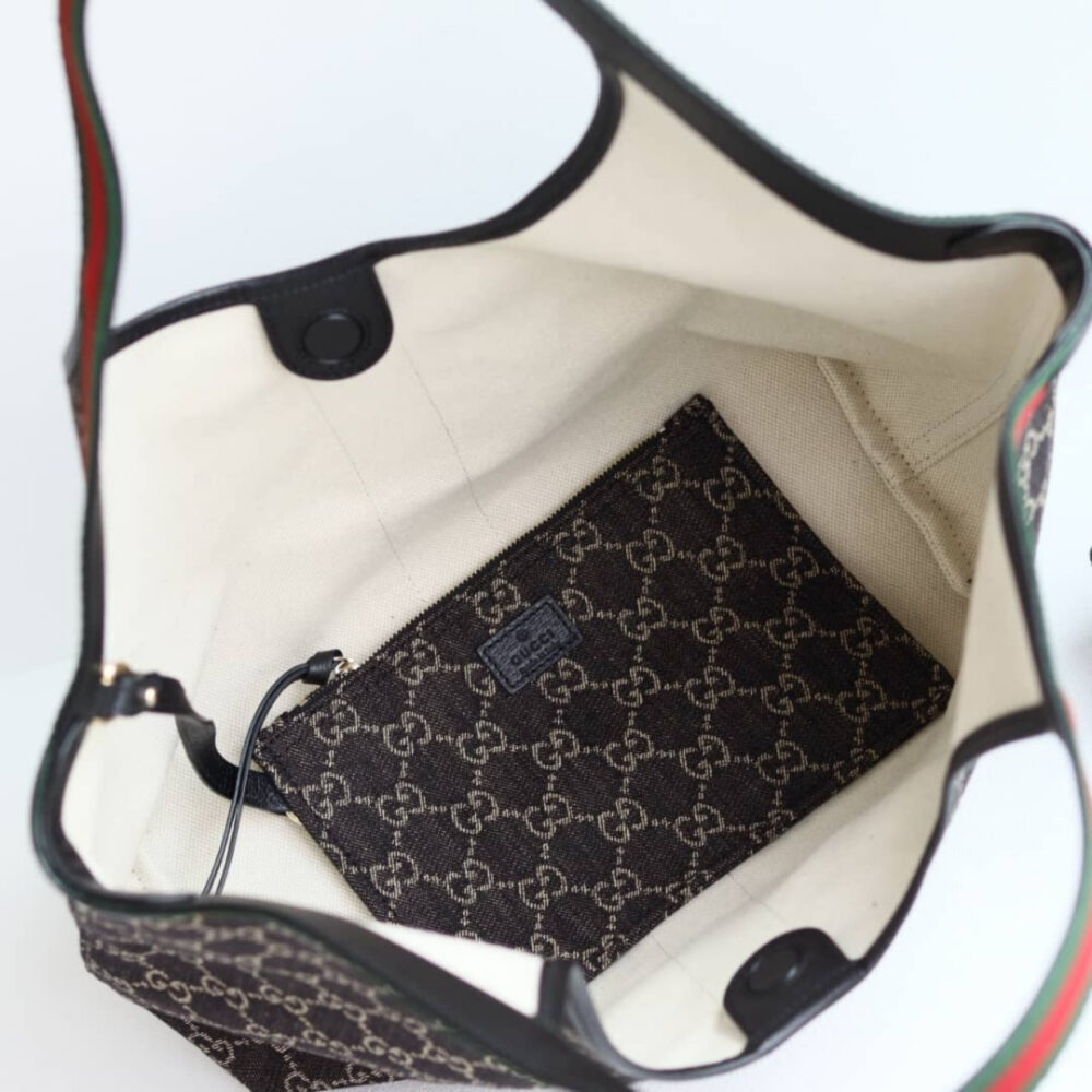 Super Vip 1:1 - Gucci Giglio Small Tote Bag GG Denim Black and White 25Cm 860845 FAFYU 1155 - Image 6