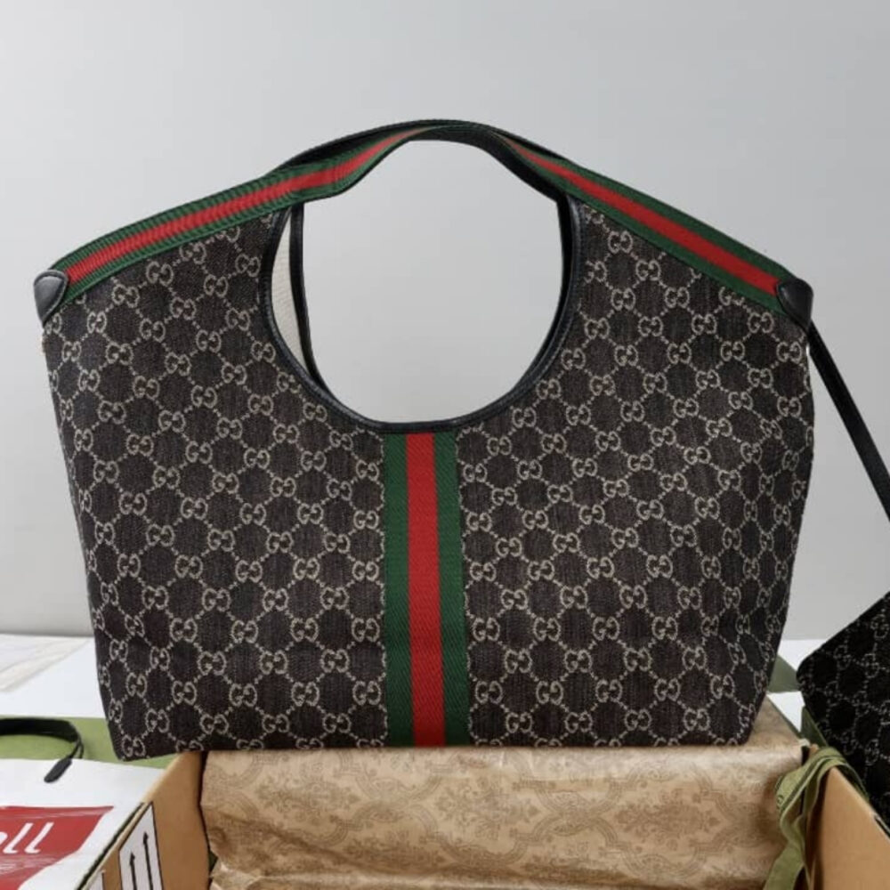 Super Vip 1:1 - Gucci Giglio Large Tote Bag GG Denim Black and White 60Cm 853971 FAFYU 1155 - Image 3