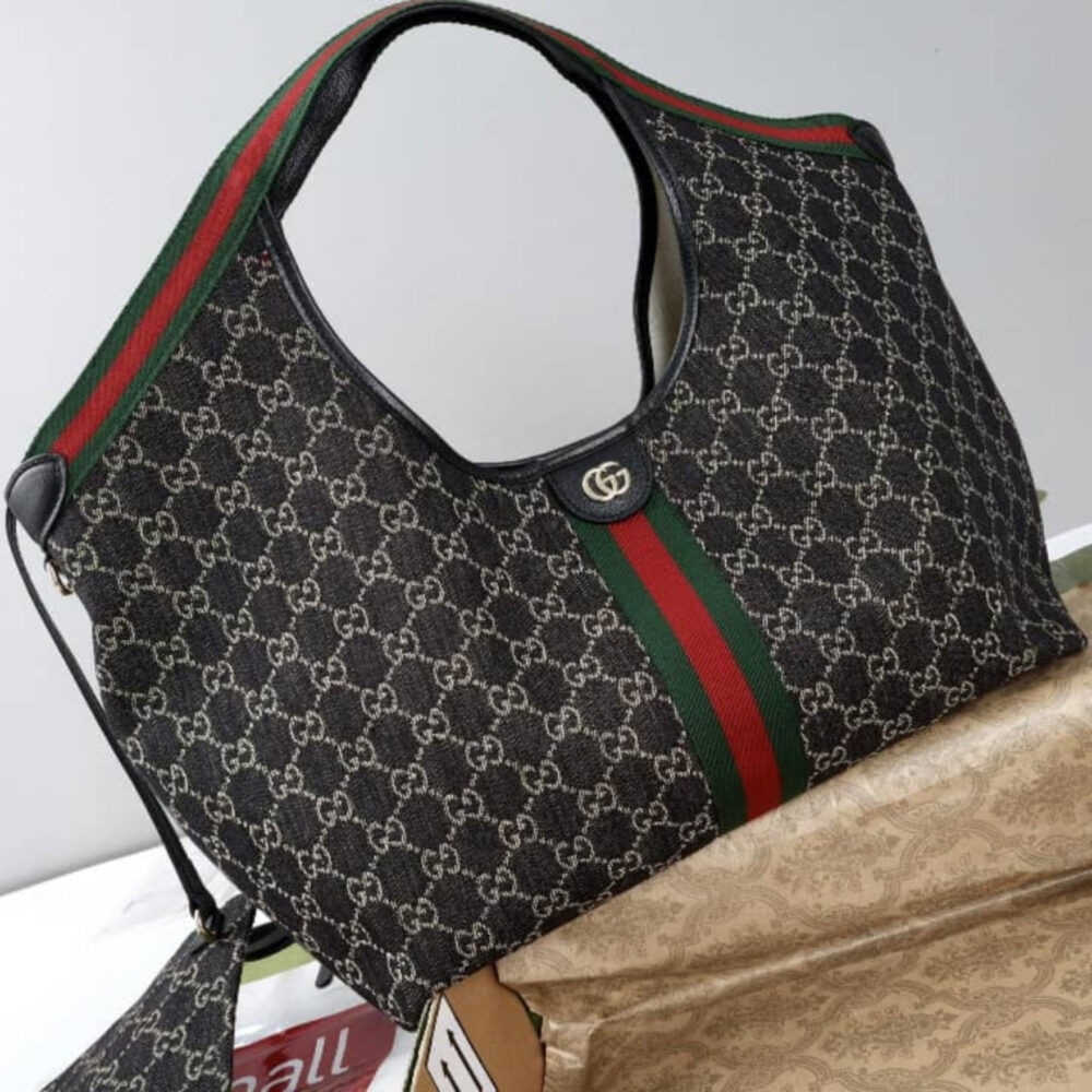 Super Vip 1:1 - Gucci Giglio Large Tote Bag GG Denim Black and White 60Cm 853971 FAFYU 1155 - Image 6