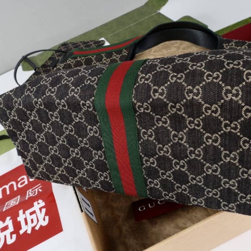 Super Vip 1:1 - Gucci Giglio Large Tote Bag GG Denim Black and White 60Cm 853971 FAFYU 1155 - Image 7