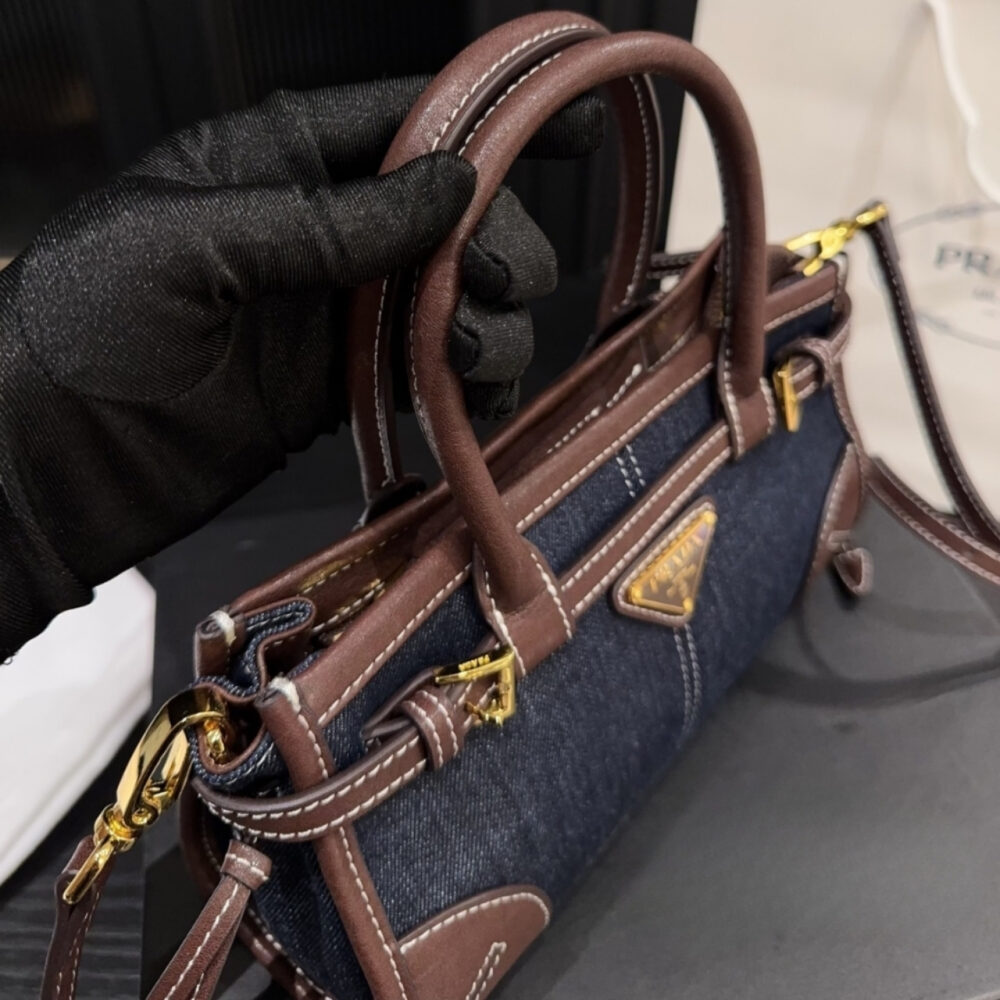 Prada Baby Bonnie Handbag Denim Blue 23Cm - Image 4