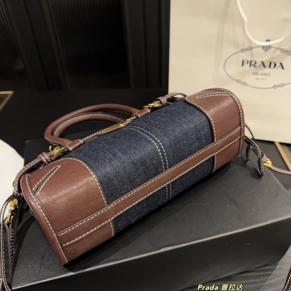 Prada Baby Bonnie Handbag Denim Blue 23Cm - Image 7