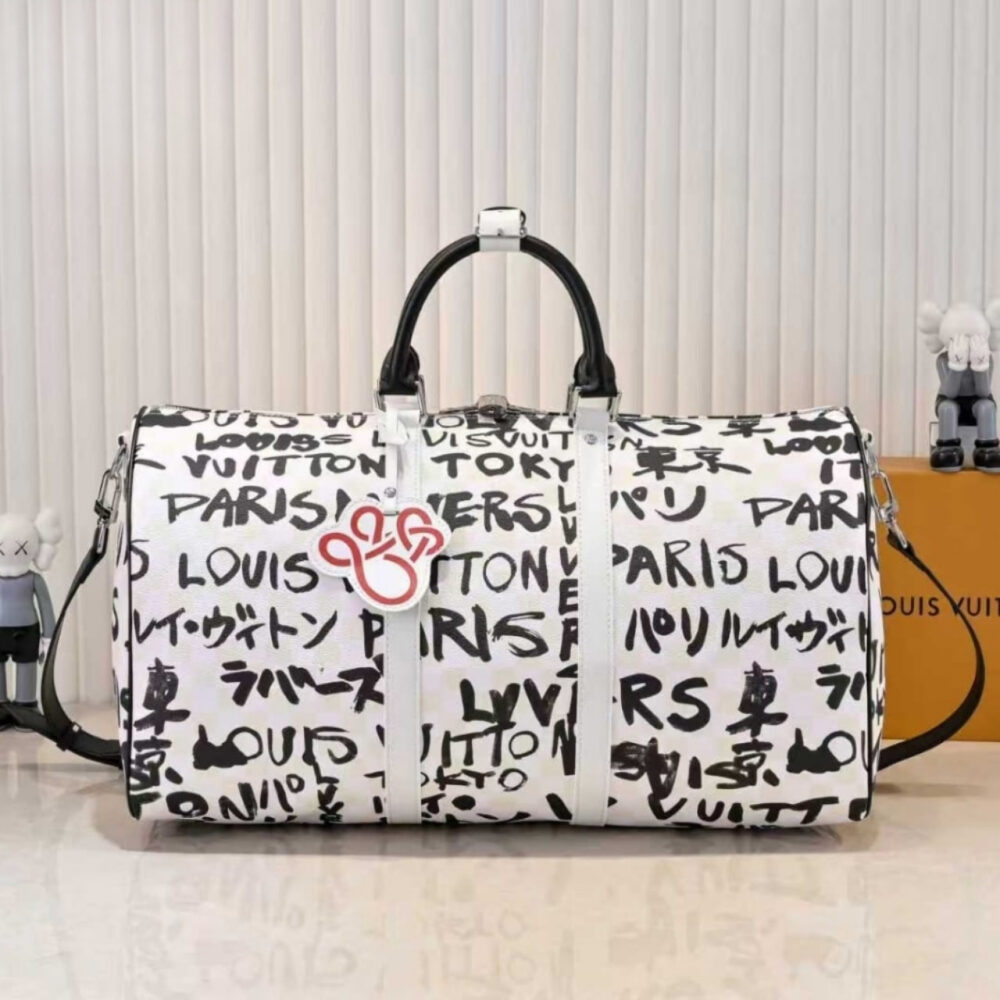 Louis Vuitton Keepall Bandoulière 50 Black And White 50Cm N40804 - Image 2