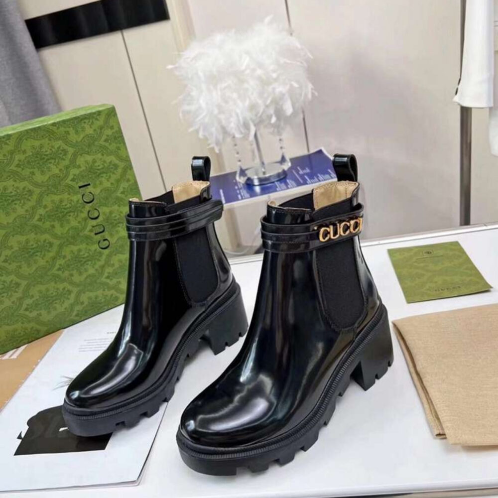 Gucci Mid Heel Boot With Logo Black‎ 734909 AABK6 1000 - Image 2