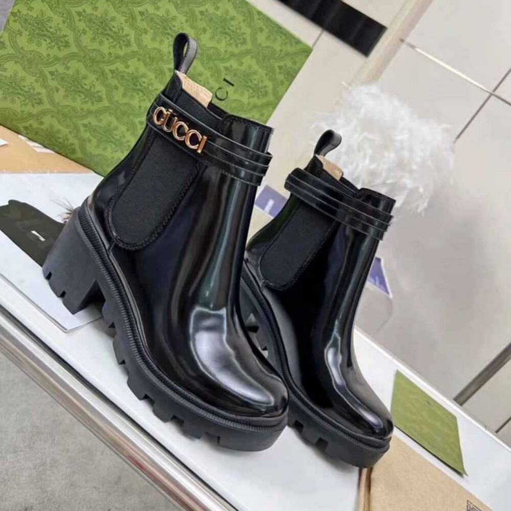Gucci Mid Heel Boot With Logo Black‎ 734909 AABK6 1000 - Image 3