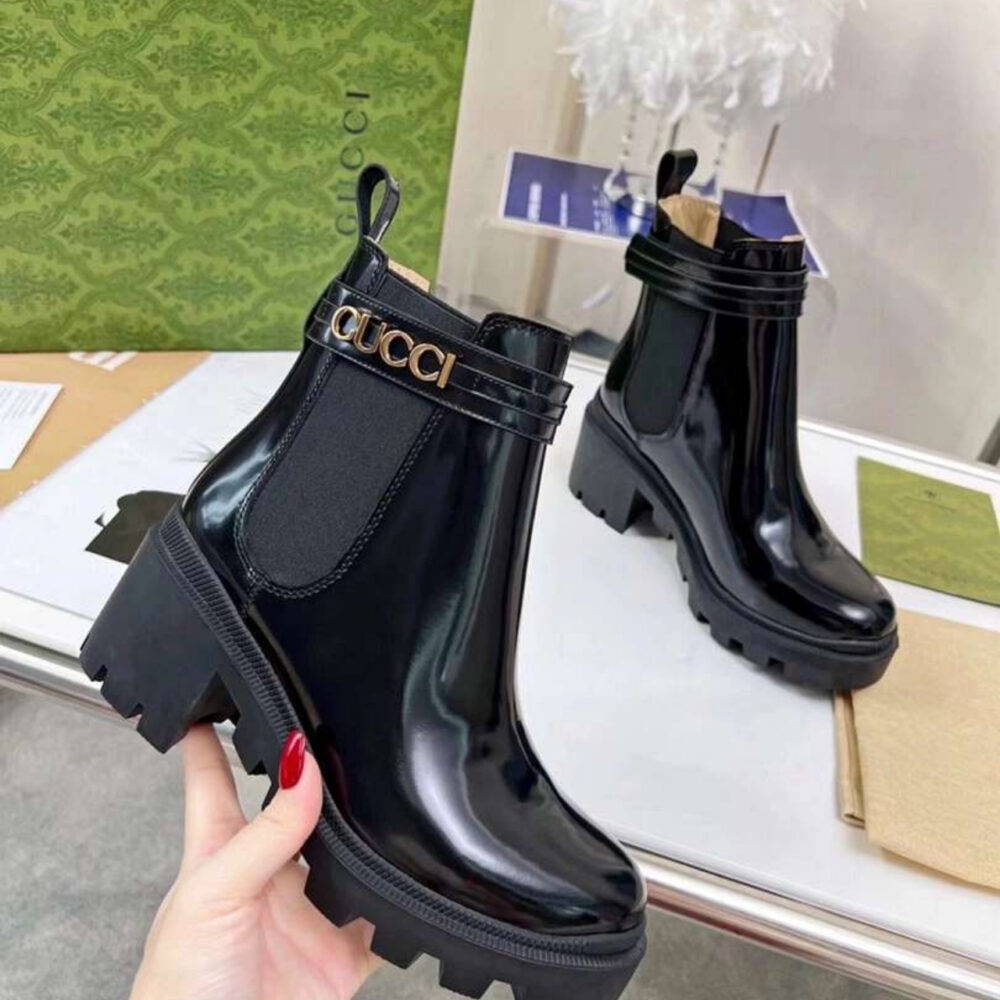 Gucci Mid Heel Boot With Logo Black‎ 734909 AABK6 1000 - Image 4