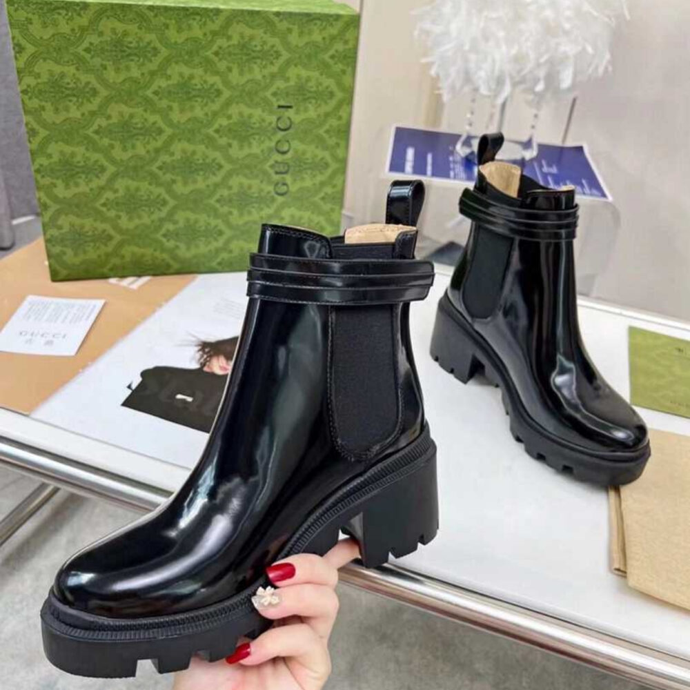 Gucci Mid Heel Boot With Logo Black‎ 734909 AABK6 1000 - Image 5