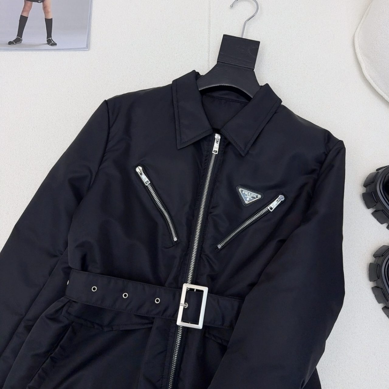 Prada Triangle Logo Padded Jacket Black - Image 3