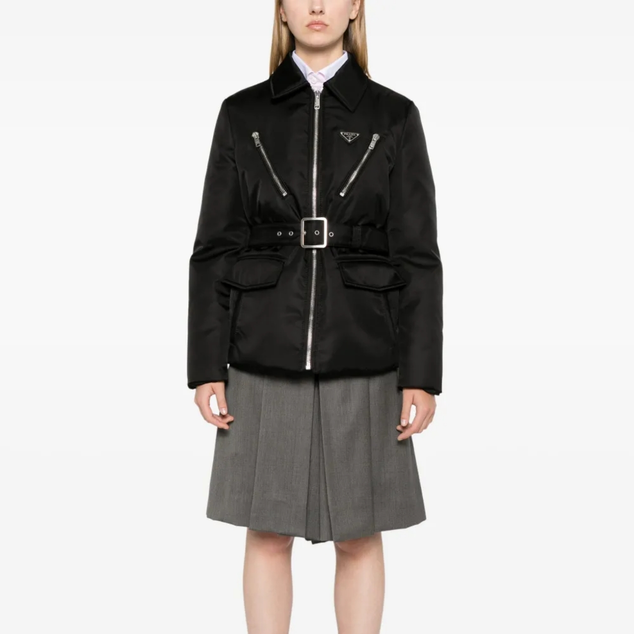 Prada Triangle Logo Padded Jacket Black - Image 5