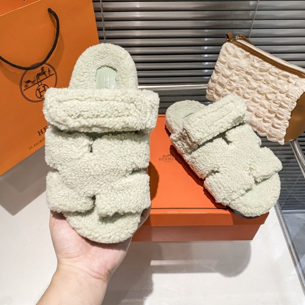 Hermes Chypre Sandal In Light Beige Wool - Image 7