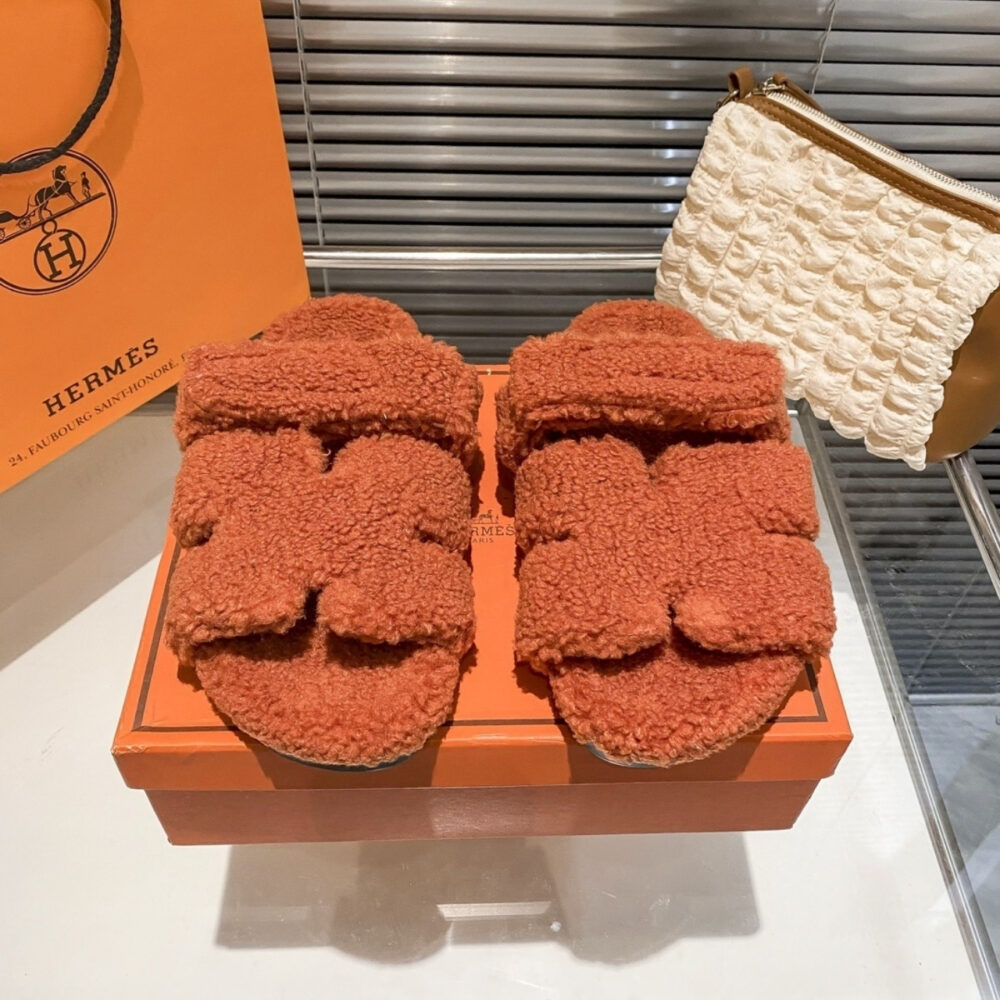 Hermes Chypre Sandal In Orange Wool - Image 3