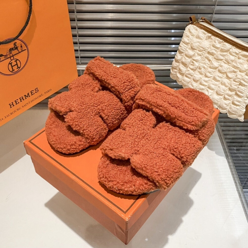 Hermes Chypre Sandal In Orange Wool - Image 4