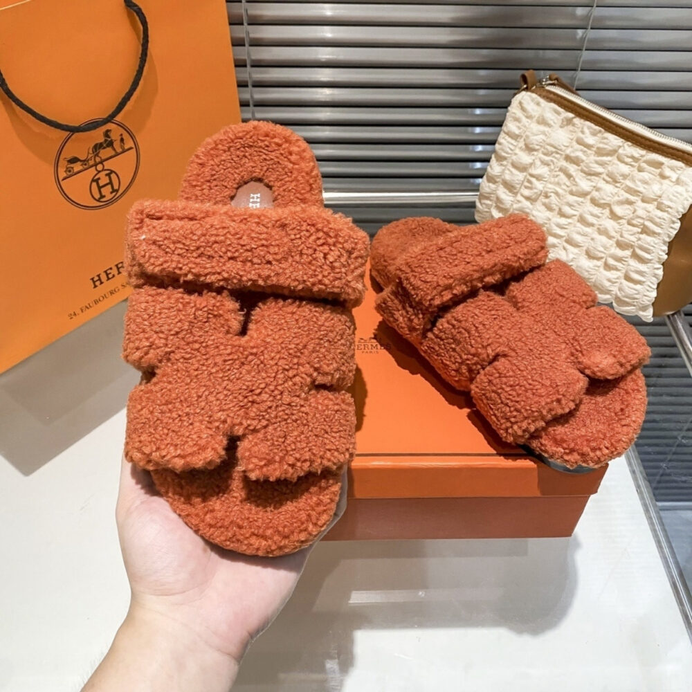 Hermes Chypre Sandal In Orange Wool - Image 5