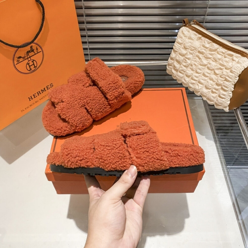 Hermes Chypre Sandal In Orange Wool - Image 6