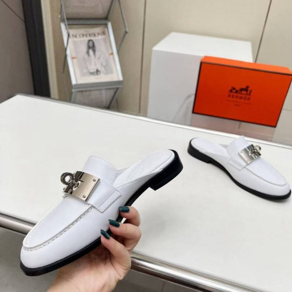 Hermes Lota Mule White H241159Z 90360 - Image 3