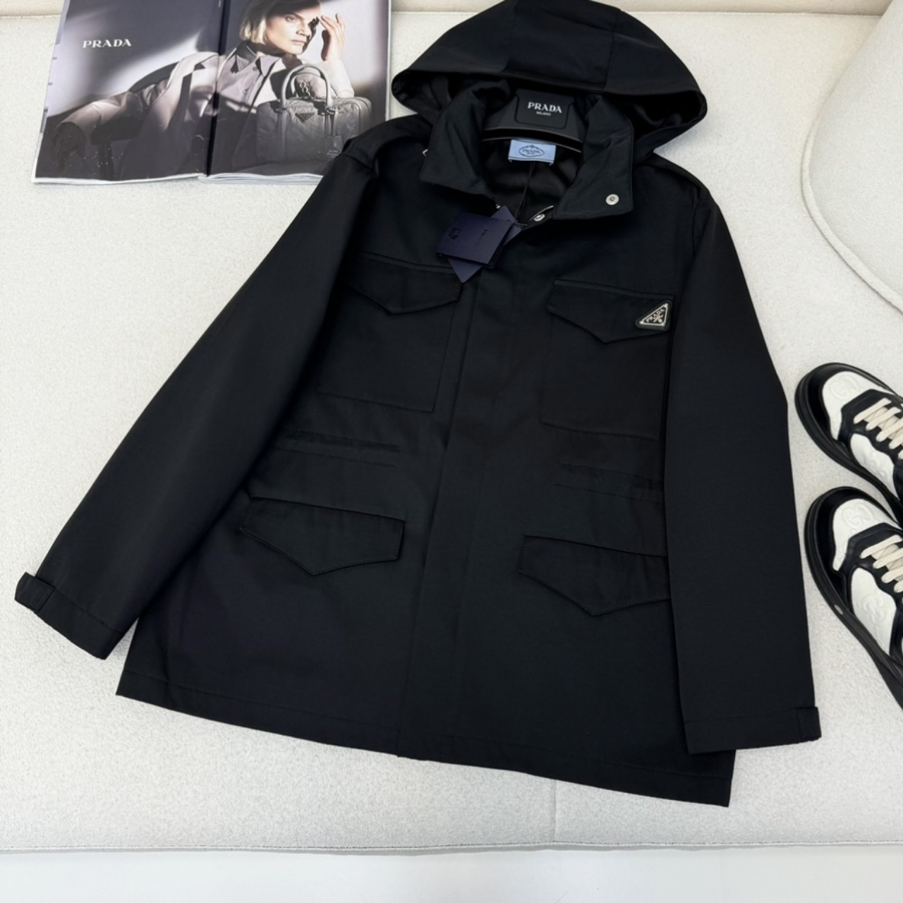 Prada Hooded Windbreaker Black - Image 2